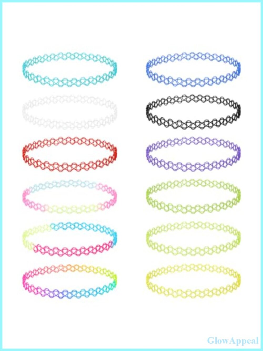 12 Pcs Plastic Tattoo Choker Necklace Set Y2K Retro 90s Style Elastic Necklaces